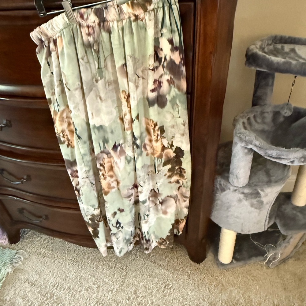 Floral Maxi Skirt in Green and Brown